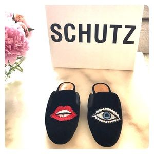 Schutz velvet slides